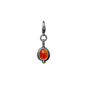 Rose Cut Carnelian Charm - Sterling Silver   18k Gold